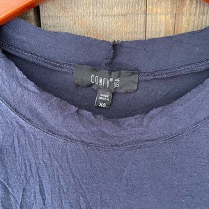 Comfy USA crinkle knit raw edge flutter top